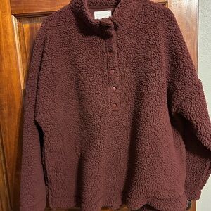Aerie Deep Maroon Teddy Jacket